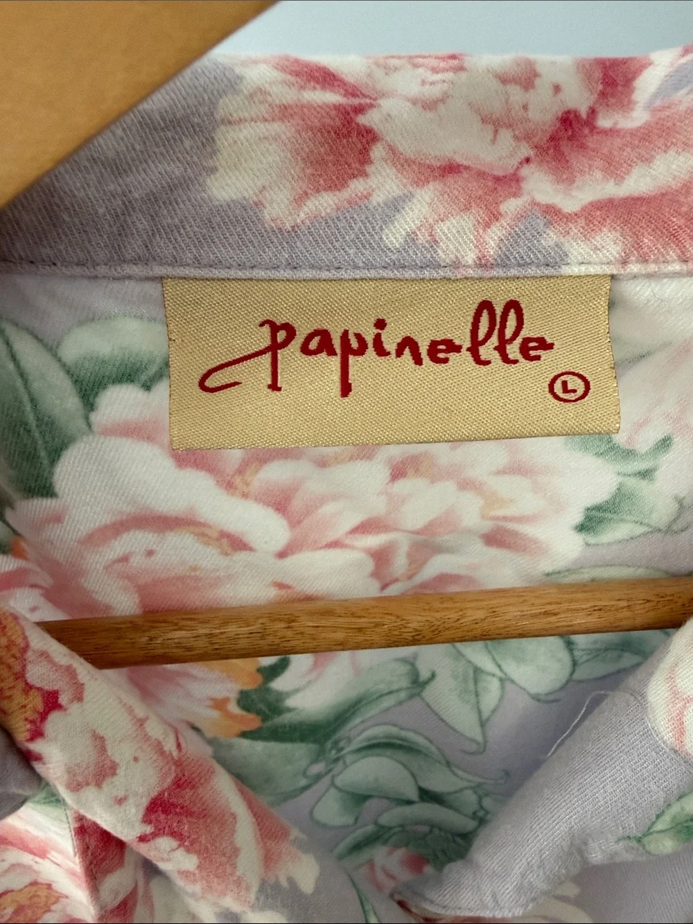Papinelle Ava Lavender Floral Peony Button Front Long Sleeve Pajama Set L Large